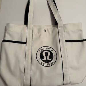Lululemon White Canvas Tote Bag